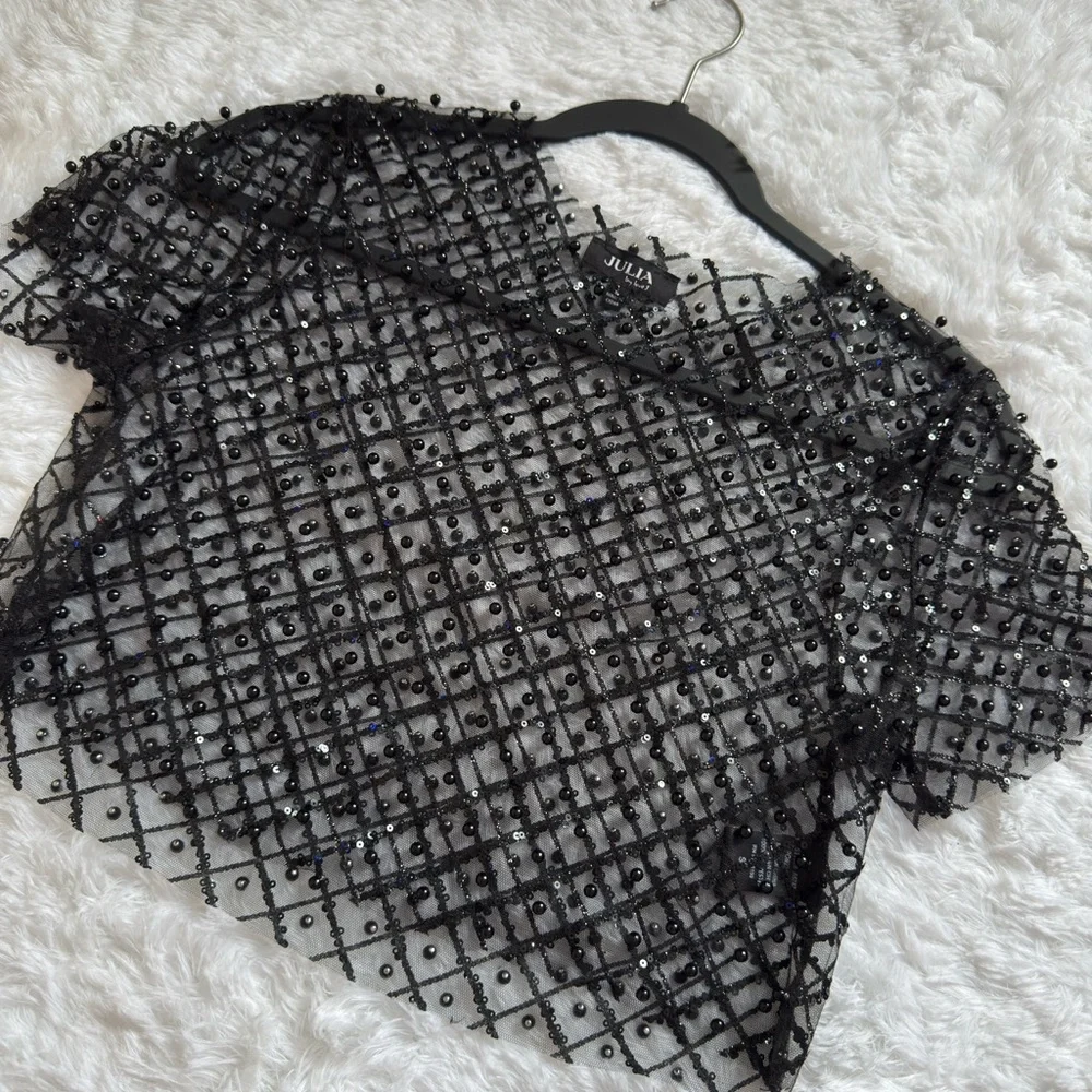 Julia Black Sequin Women's Blouse - Picture 2 of 6